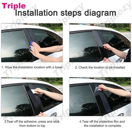 Imagen 2 del producto 8 Uds. De adornos de poste de pilar B C cromado brillante, pegatinas de cubierta de ventana, Material de PC, efecto espejo para Hyundai Accent Sedan HC 2018-2024