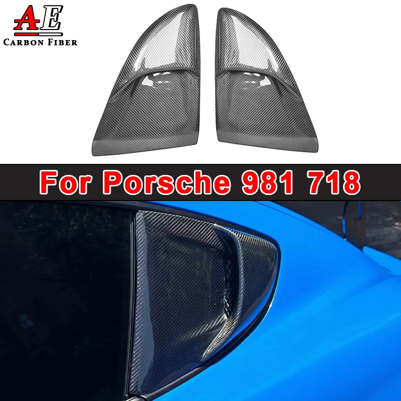 Rear Windshield Window Blinds Panel For Porsche 981 718 Carbon Fiber Rear Window Louvers Side Air Vent Cover Body Kit