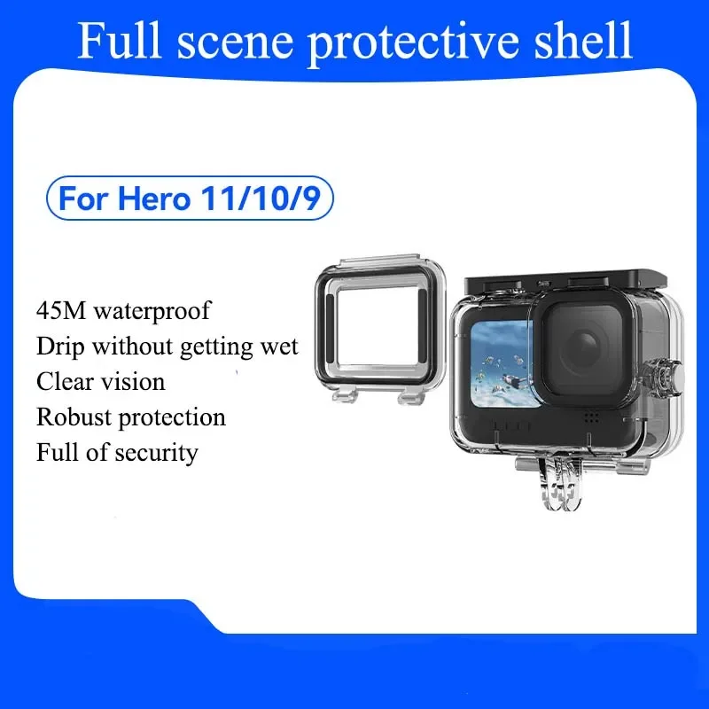 Action Camera Waterproof Case Shell Full Scene Anti-fog Underwater Tempered Glass Lens Diving Housing Cover For GoPro11/10/9