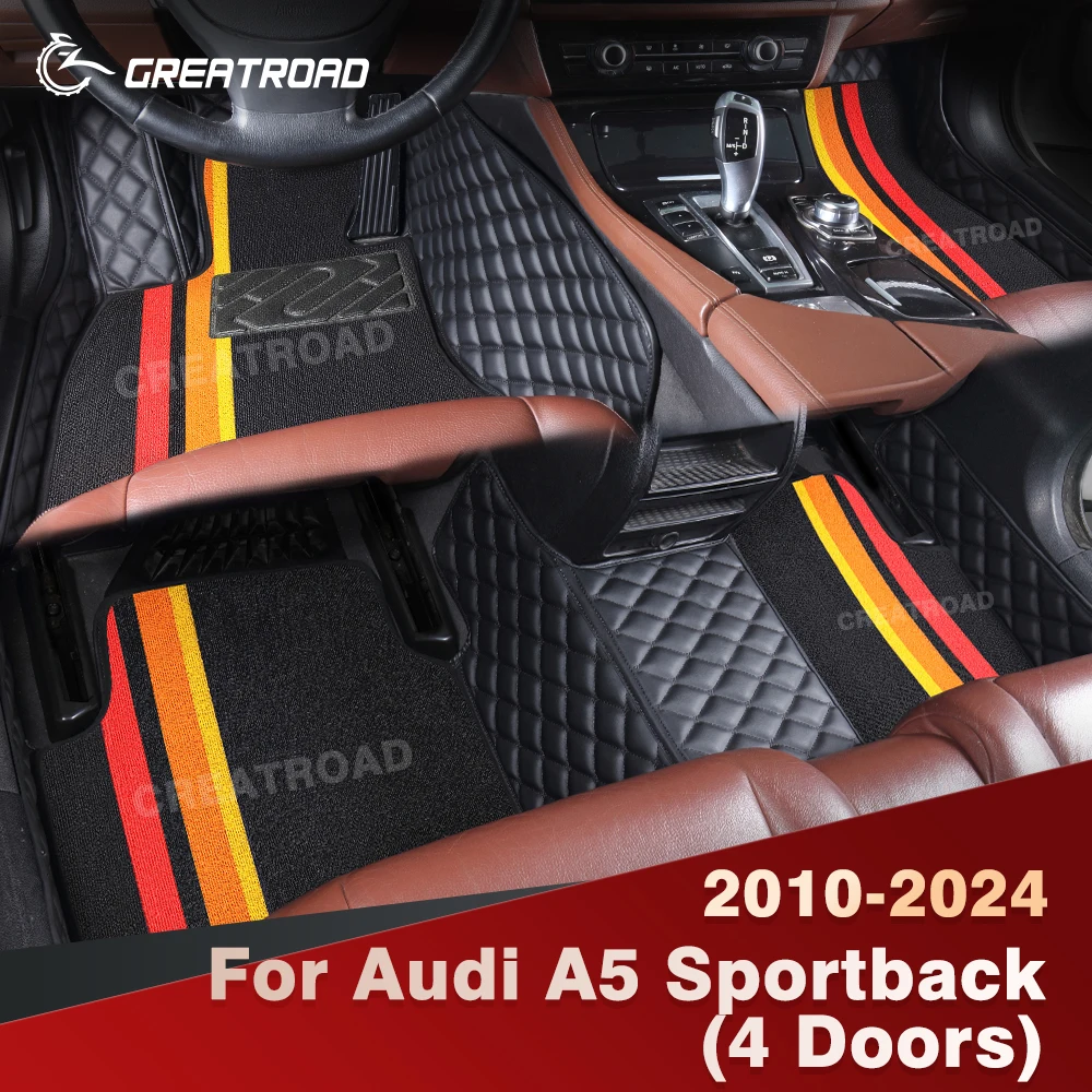 

For Audi A5 Sportback(4 Doors) 2010-2024 Double Layer Car Floor Mats Custom Auto Carpet Cover Interior Accessories