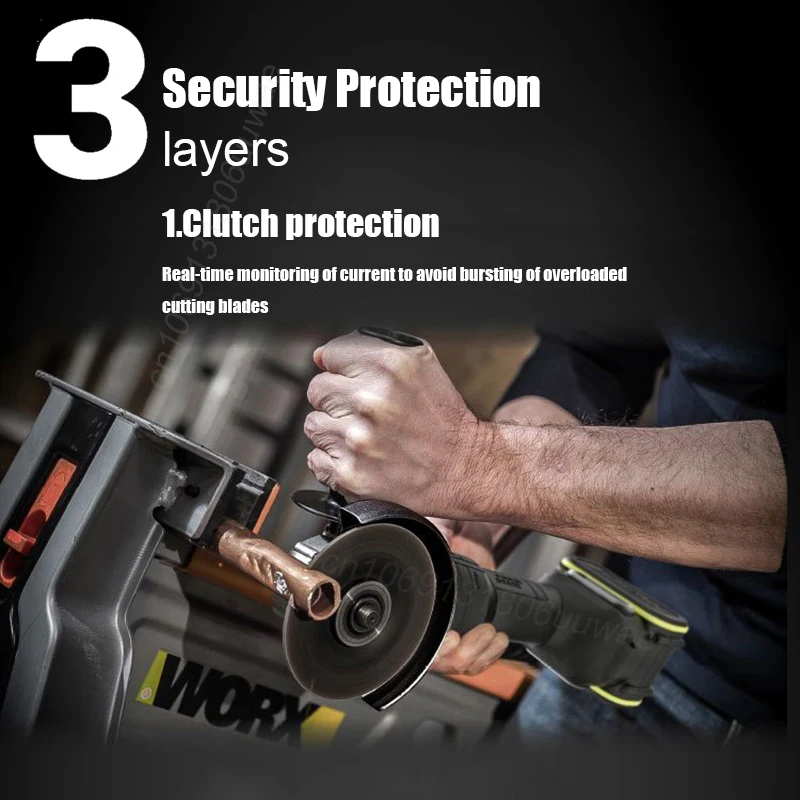 Worx Cordless Angle Grinder Rechargeable WU805 20v 100x16mm 8500rpm 3 Speed Adjustable Brushless for Cutting Share 5Pin Battery