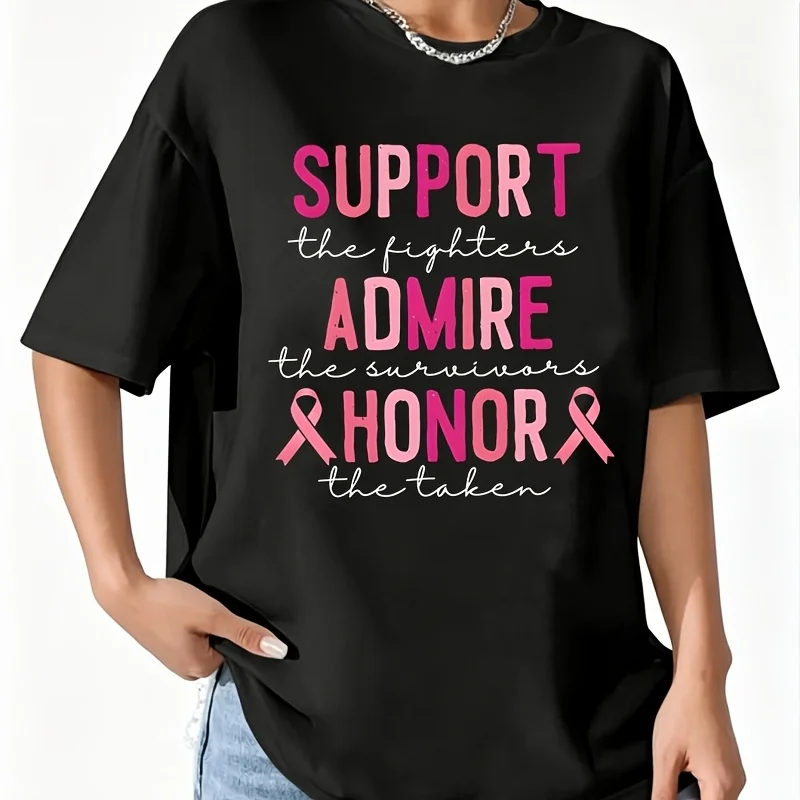 Support the Fighters Women's 100% Cotton T-Shirt Fun Print Short Sleeve Top Casual Round Neck Tee S-5Xl