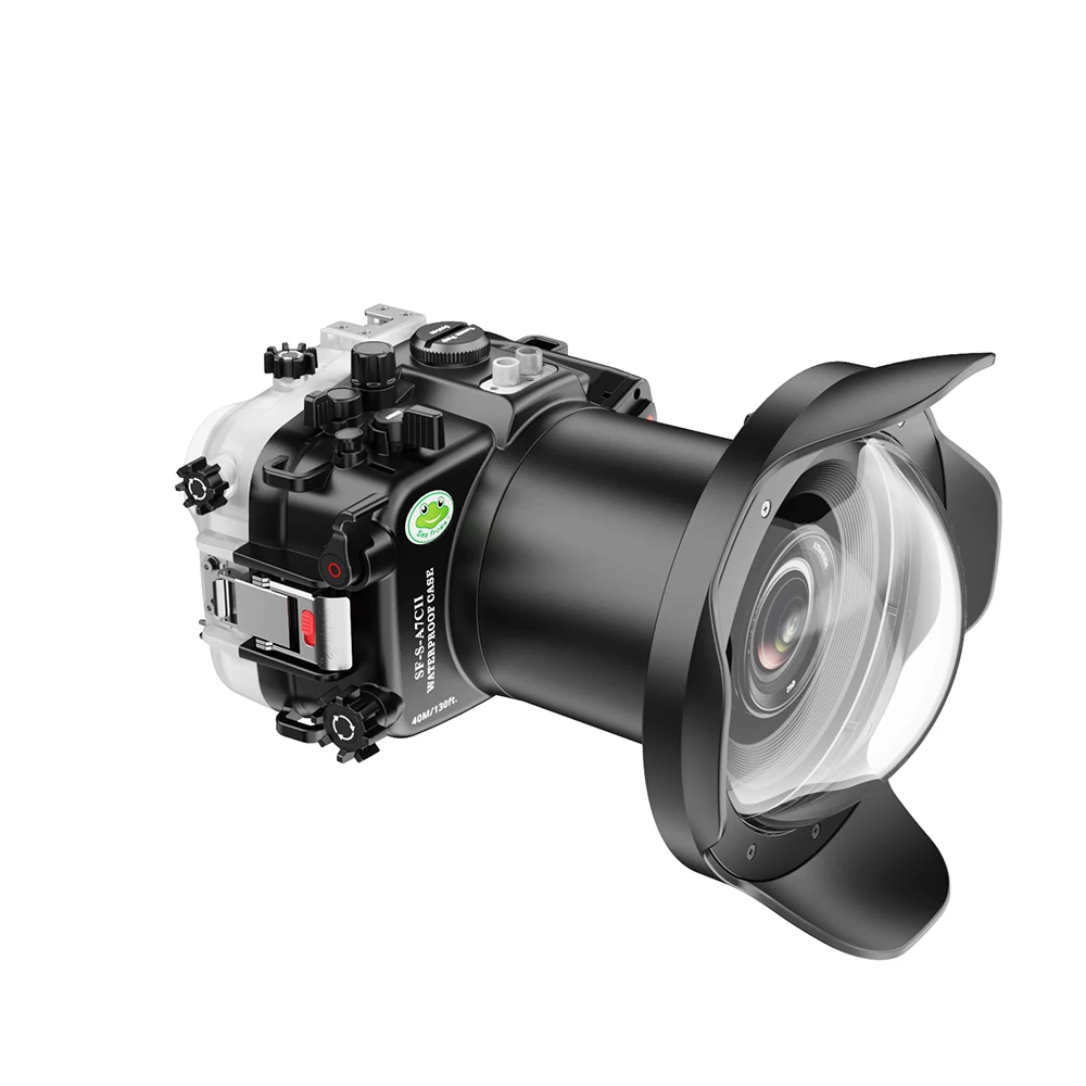 소니 A7CII/A7CR FE 28-60mm FE24-70mm FE16-35mm 용 6 인치 유리/플라스틱 돔 포트가있는 Seafrogs 수중 카메라 하우징