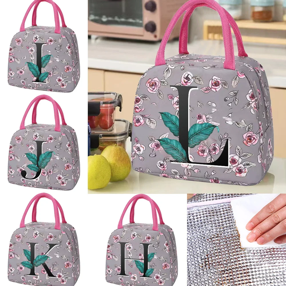 

Insulated Lunch Bag Food Storage Office Bento Pouch Reusable Thickened Cute Leaf Series Outdoor Travel Picnic Pack