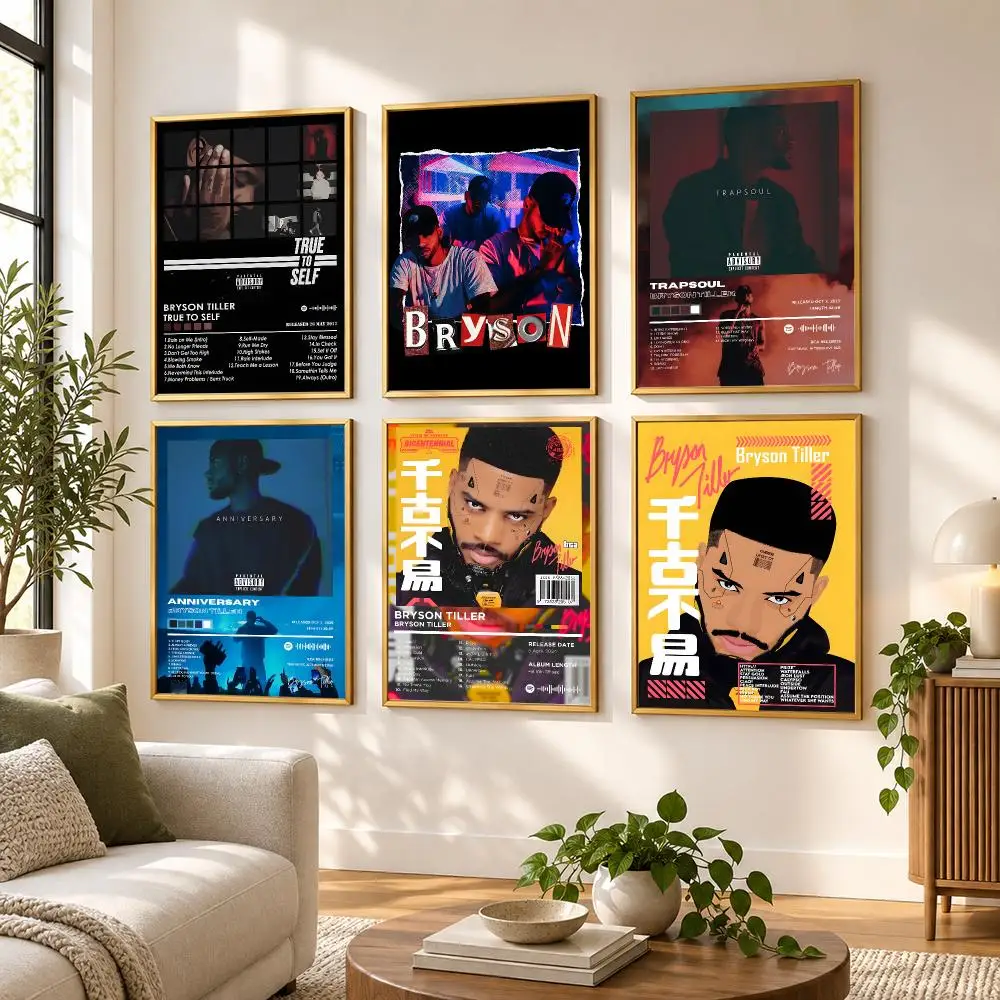 Rap Music Pop Album Cover Bryson Tiller Poster HD art sticky wall waterproof home living room bedroom bar aesthetic decoration