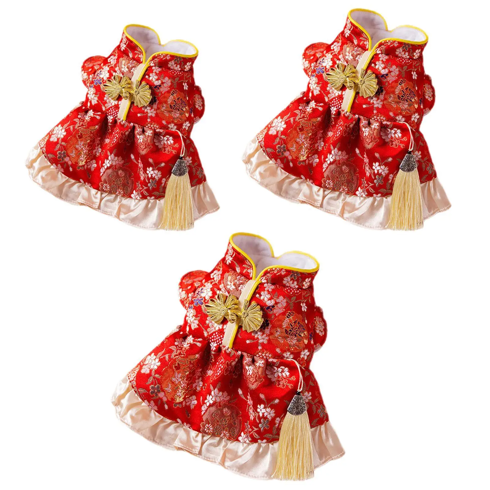 새해 고양이 드레스 애완동물 탕복 애완동물 의상 따뜻하고 착용하기 쉬운 새해 애완동물 의상 코스프레 애완동물 선물 테마 파티용