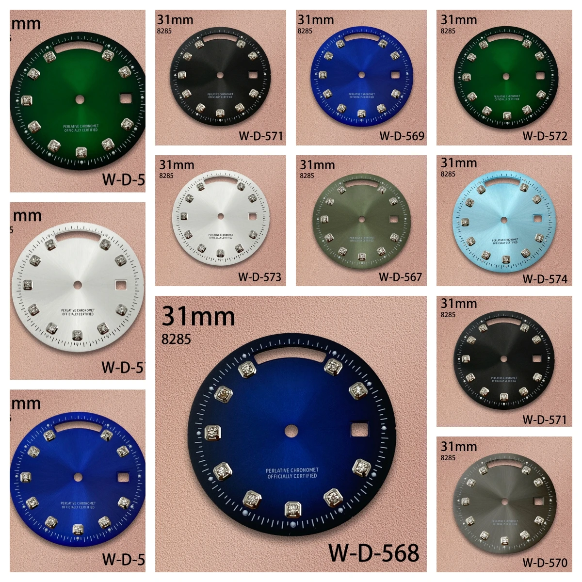 31mm Day And Date Diamonds S Dial Fit 8285 Movement Sunray High-Quality Dial Watch Modification Accessories