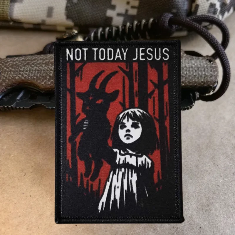 Parche táctico moral Not Today Jesus con cierre velcro y bordes - imagen 4