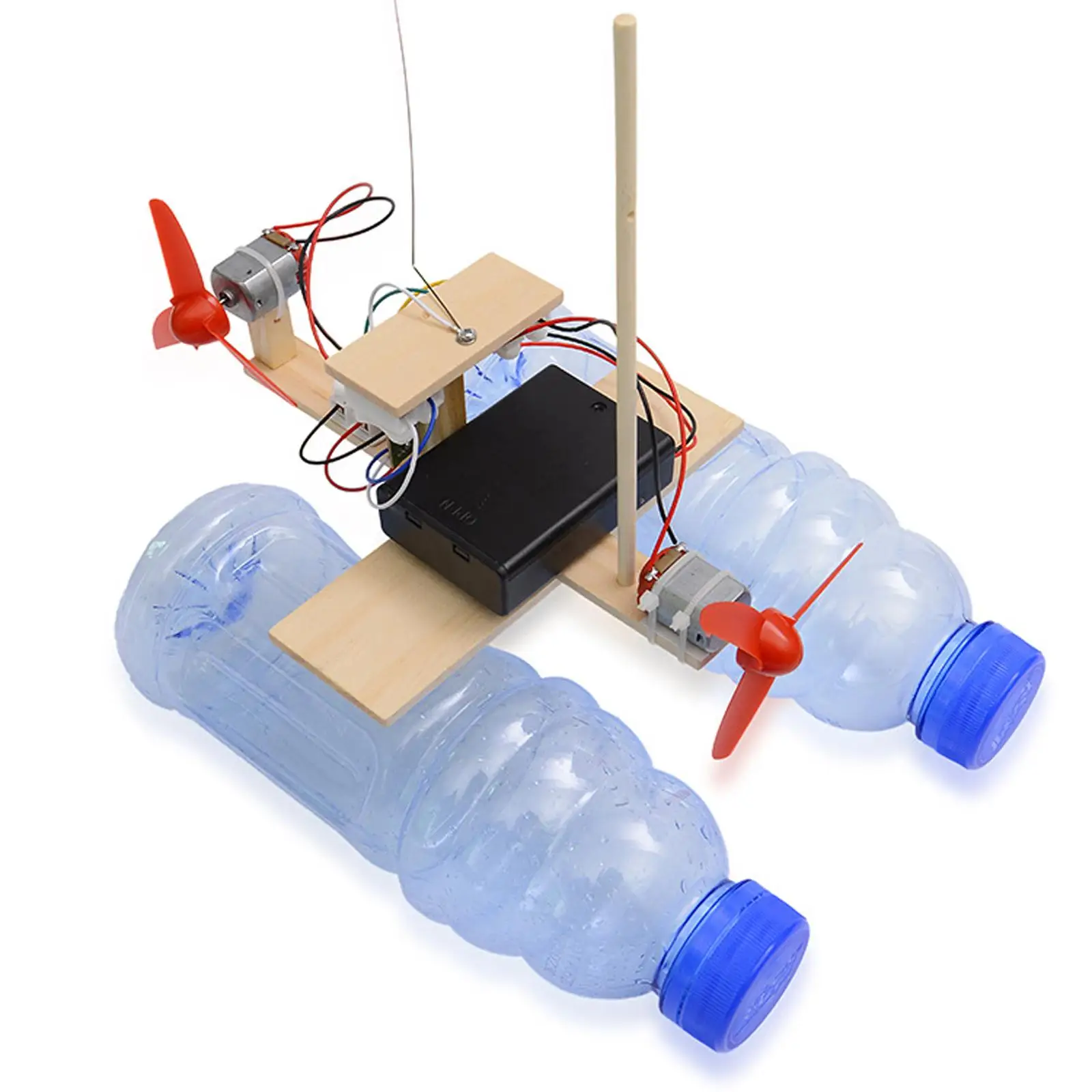 DIY RC Boat Kit Wooden Science Experiment Assembly Educational Toy for Kids Wireless Remote Control Boat Model