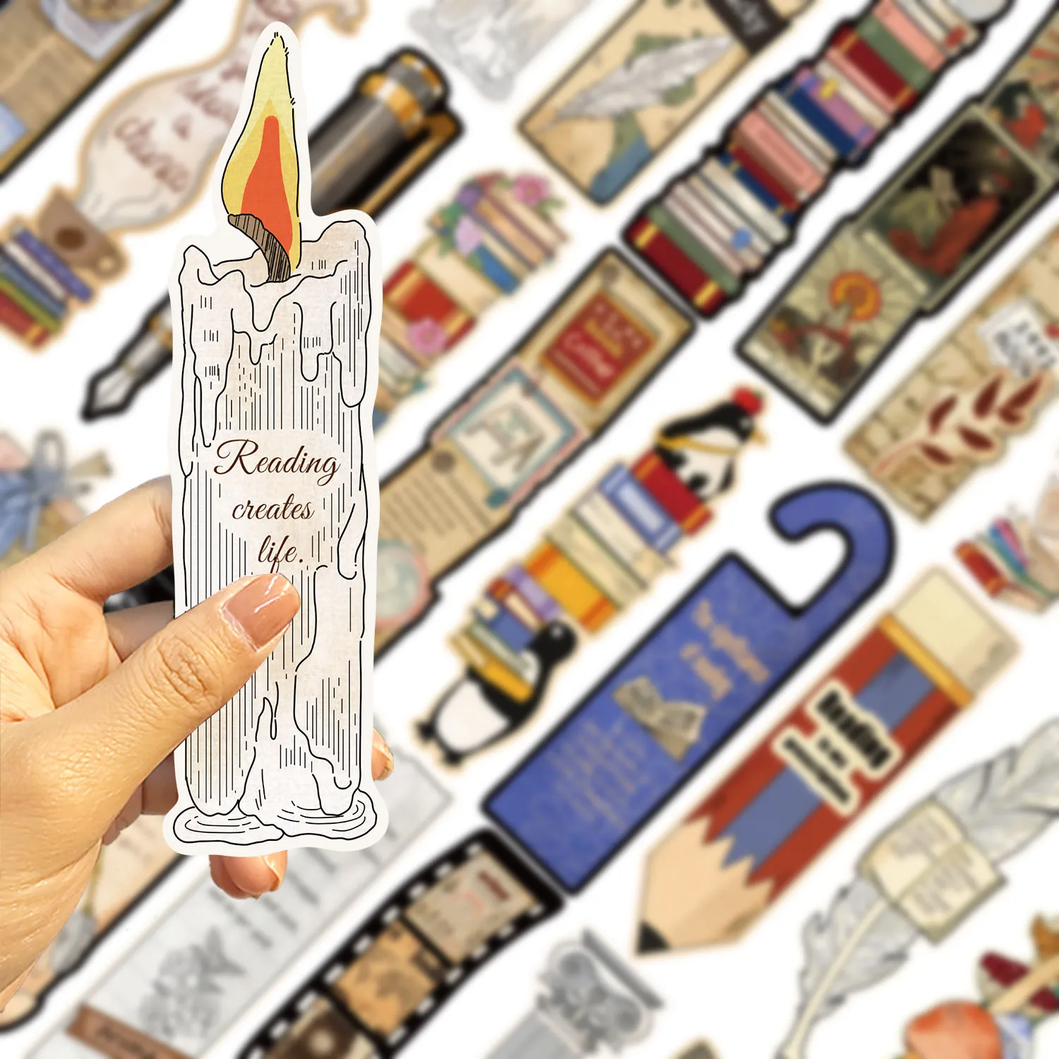 30pcs Vintage Reading Bookmarks Reading Pages Annotated Book Marks Students Create Gift Paper Cards with Classical Texts