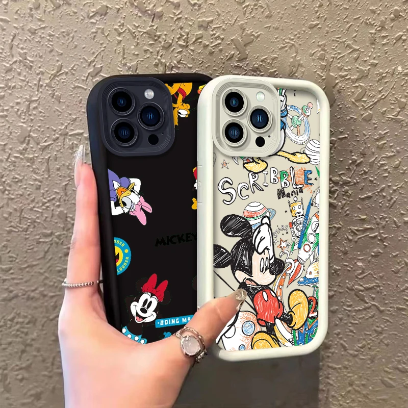 Disney The Mickey Mouse Family For Apple iPhone 15 14 13 12 11 Mini XS XR X 8 7 Pro Max Plus Pro Soft Eye Ladder Phone Case