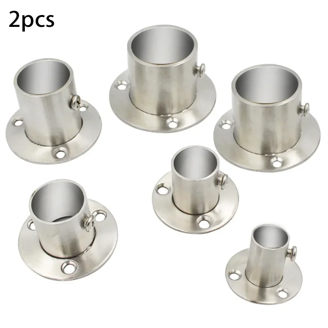 2 Pcs Cabinet Clothes Closet Rod Bracket Holder Wardrobe Clothes Tube Pole End Support Flange Socket