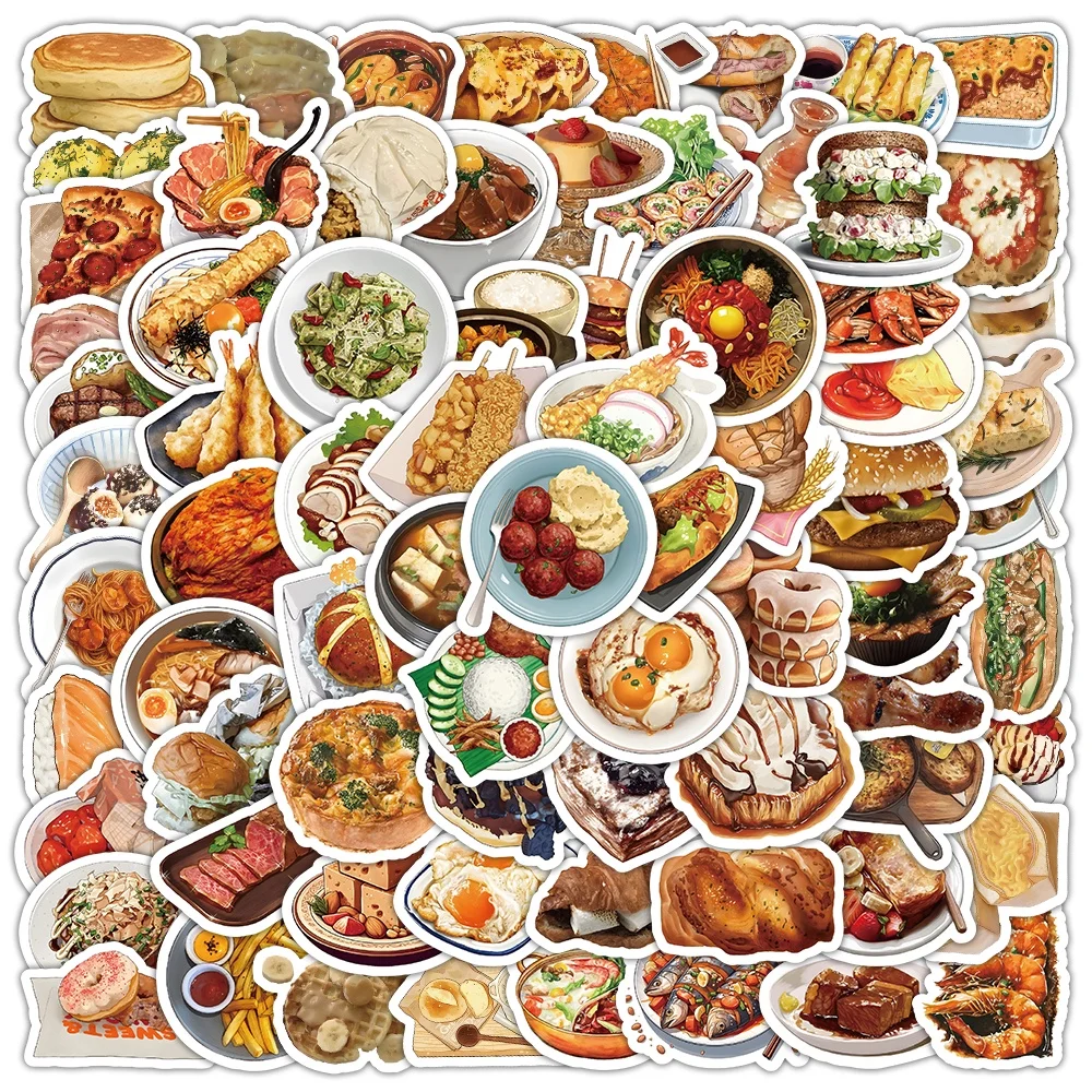 100PCS Realistic Delicious Food Graffiti Stickers for Helmet Bicycle Hand Account Pencil Case Decals