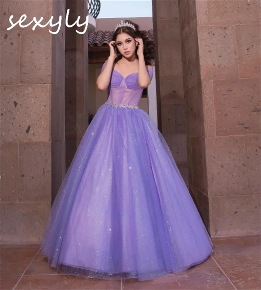 Fairy Lilac Quinceanera Dress A Line Floor Length Tulle Beaded Prom Elegant Birthday Party Sixteen vestidos de xv Customized