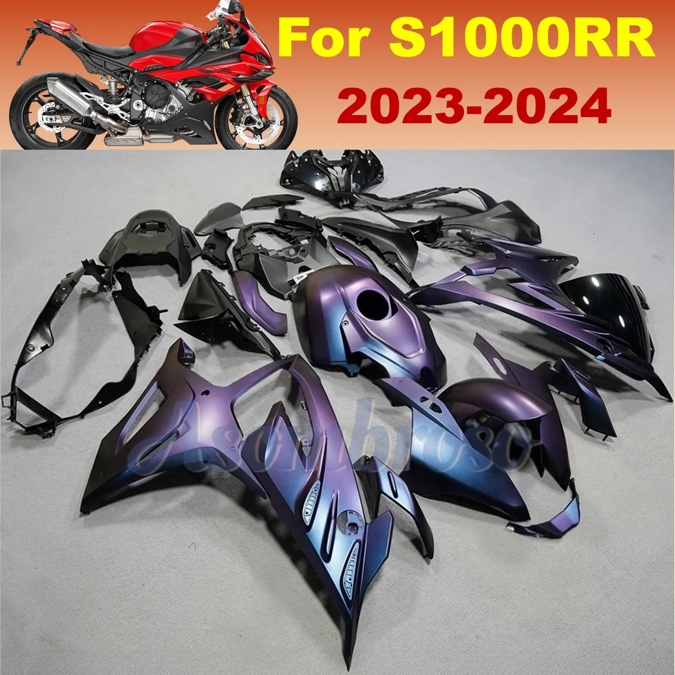 

Комплект обтекателя спортивного велосипеда, подходящий для S1000RR 2023 2024 S 1000 RR, кузов из АБС-пластика с крышкой бака | Матовый Хамелеон Фиолетовый Синий