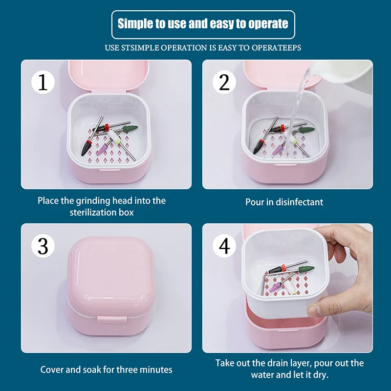 Mallette de rangement de manucure, accessoires de tondeuse, forets pour Nail Art, tête de meulage, stérilisateur, boîte de désinfection, boîte de nettoyage d'outils pour ongles