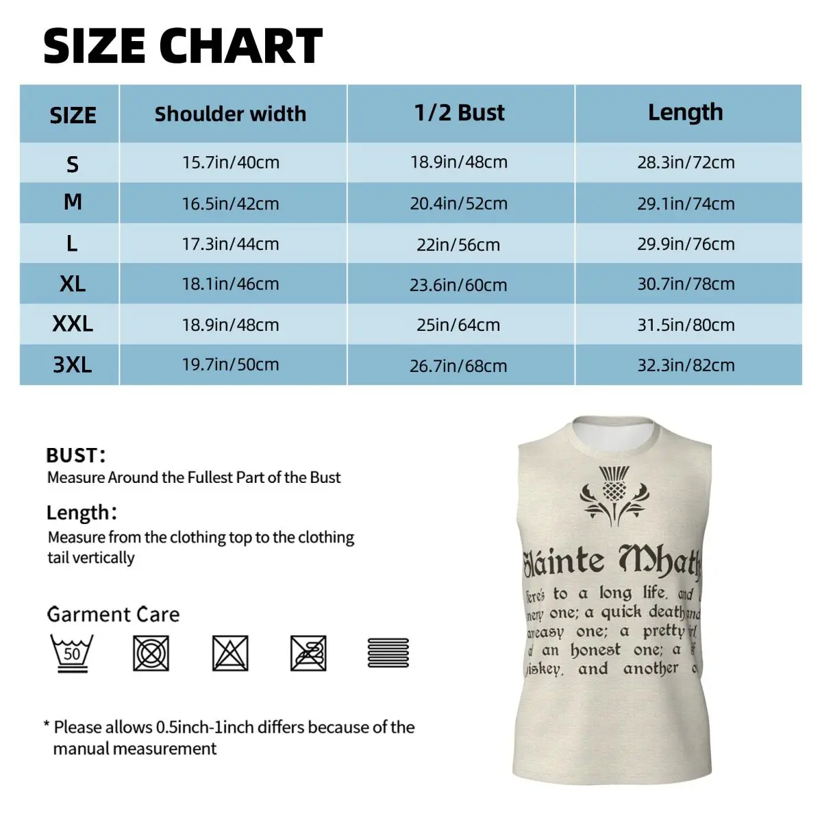 Slainte Mhath - Scottish Toast - With Thistl Men Printed Sleeveless T-shirt Casual Hip Hop Street Style Beach Holiday Tank Tops