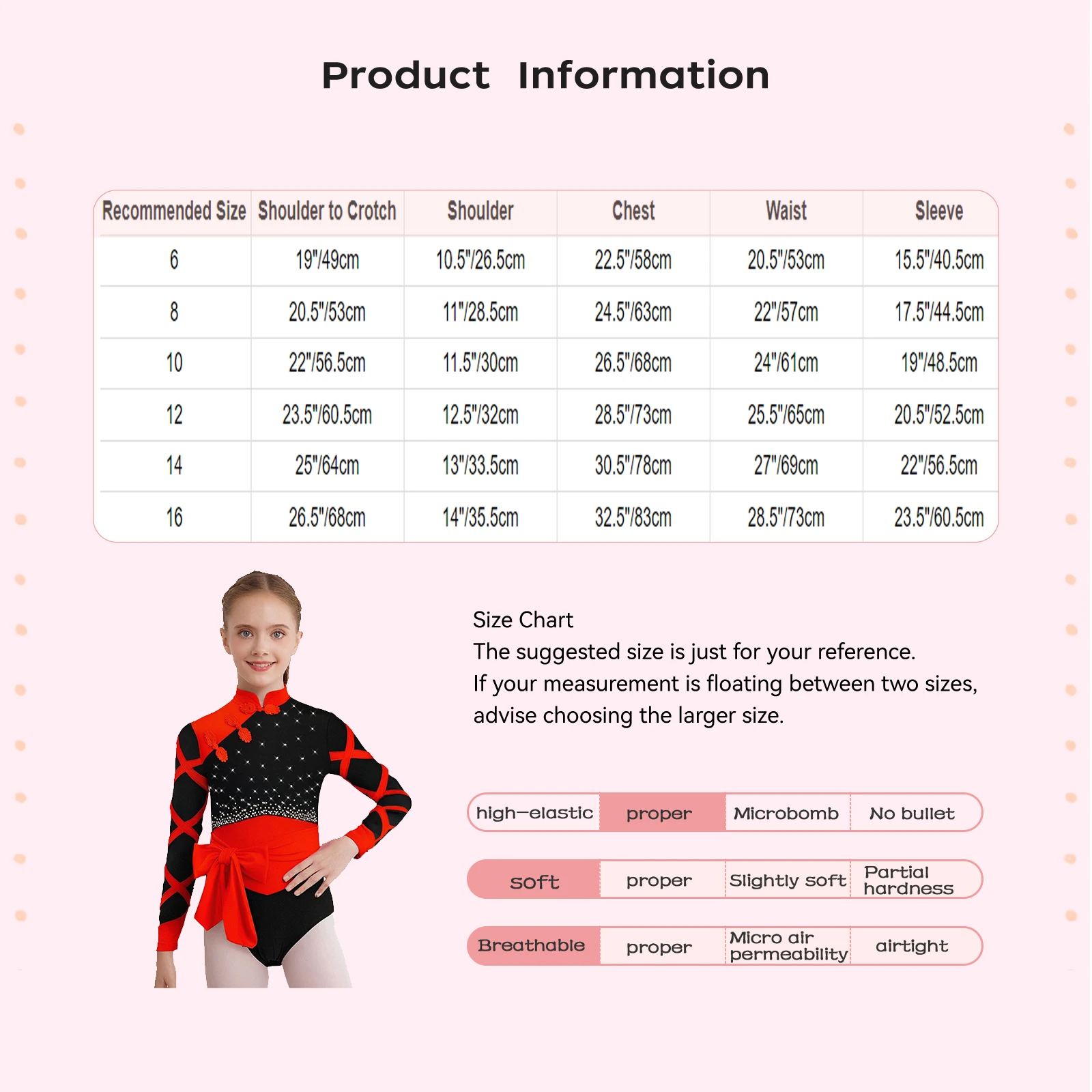 Crianças meninas estilo chinês ginástica collant nó botão gola mandarim manga longa strass cor bloco dança unitard + cinto