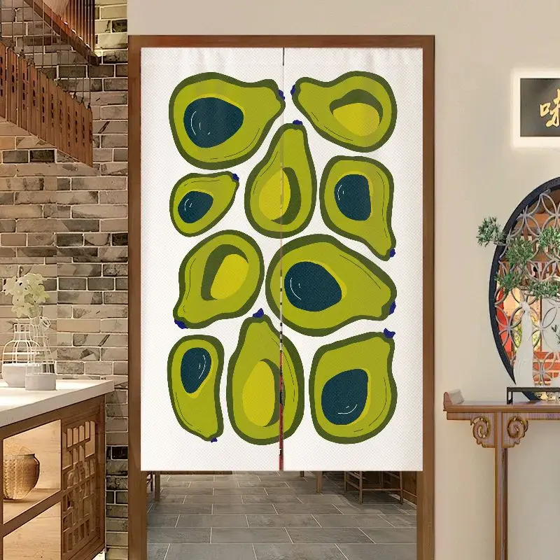 VIKAMA Abstract Fruit Japanese Door Curtains Kitchen Entrance Simple Partition Curtains Home Decor