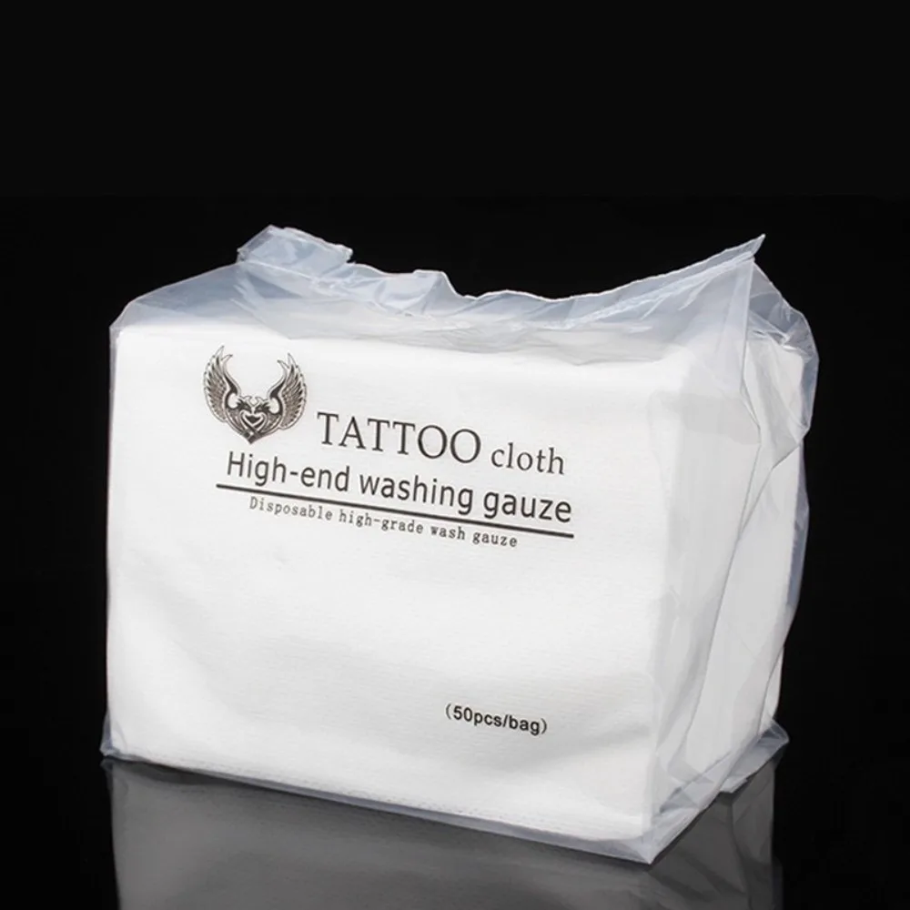 50Pcs/Bag Non-woven Fabric Disposable Tattoo Wipe Cleaning Tool Disposable Body Art Tissue Tattoo Suppliesets Tattoo Paper Towel