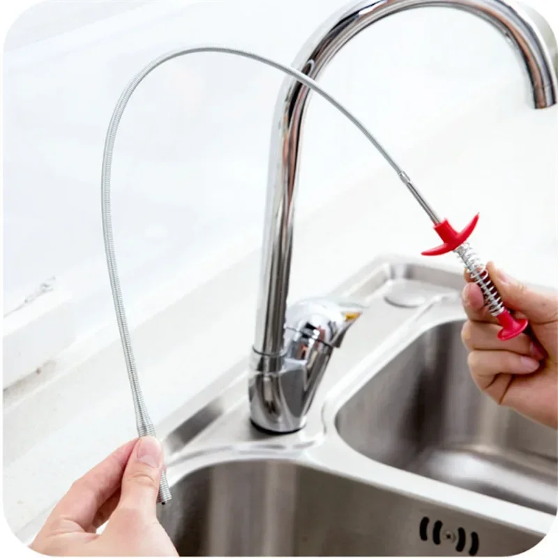 Kitchen Drain Unclogger Cleaning Pipe Blockage Toilet Floor Drain Toilet Unclogging Tool Household Kitchen Sink 90cm