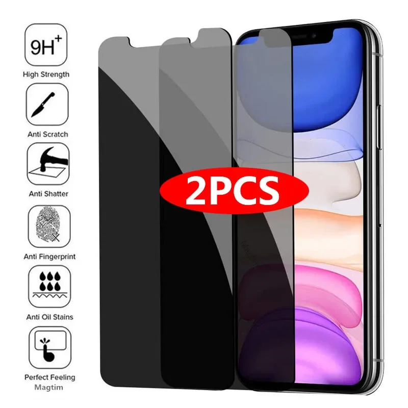 2PCS Privacy Screen Protector for iPhone 15 14 13 12 11 Pro XS Max Anti-spy Tempered Glass for iPhone XR SE2020 6S 7 8 Plus