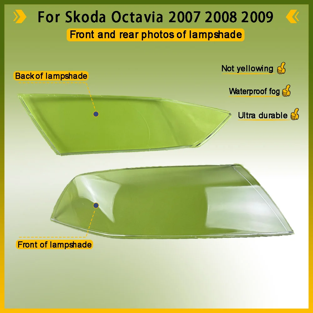 For Skoda Octavia 2007 2008 2009 Car Front Headlight Lens Glass Caps Auto Shell Headlamp Lampshade Head Light Lamp Cover