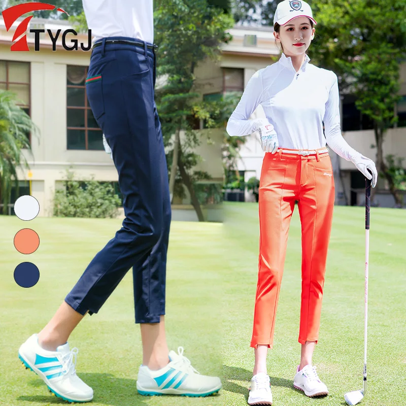 

TTYGJ Women Golf Trousers Ladies Slim Golf Pencil Pants Ankle-length Cropped Pants Girls Quick Dry Apparel Breathable Sweatpant