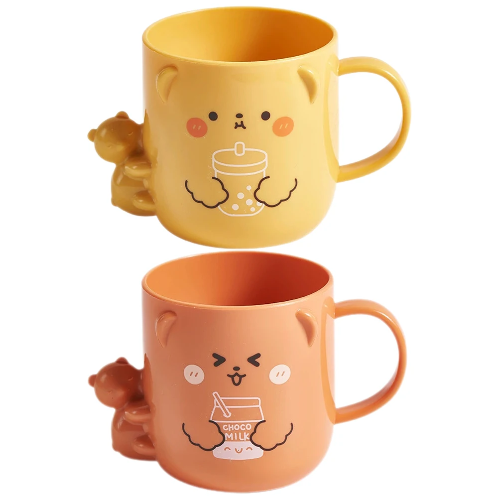 

Cartoon Plastic Mouthwash Cup for Kids Cute Children's Cup Handle Portable Kids Bathroom Toothbrush Student Storage