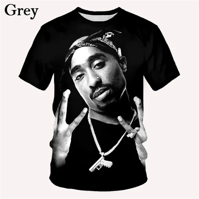 2pac Men's Tshirts Rapper Star Tupac 3D Print Tees Streetwear O-Neck Short Sleeve Casual Oversized Unisex Oversized Top Clothing