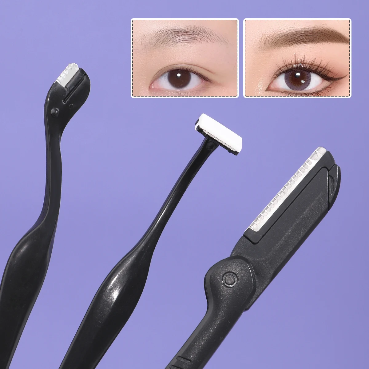 4 Pieces of Black Facial Eyebrow Trimming Tools, Special Eyebrow Trimming Scissors Set, Used to Trim Eyebrow Knife Beauty Tool S
