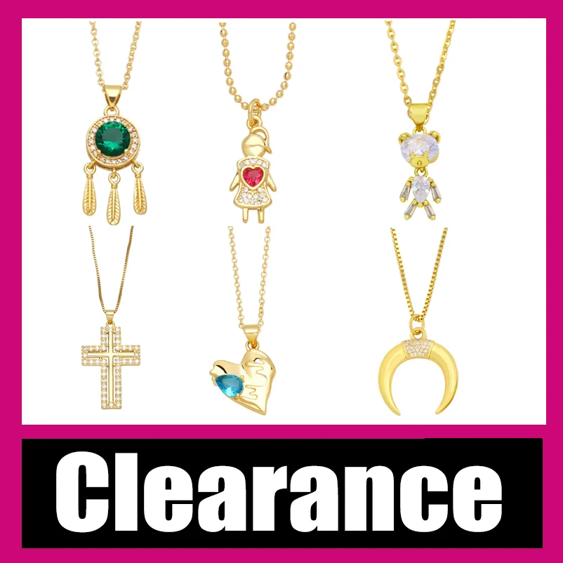 Clearance Necklace/ Copper Gold Plated Faith FE Necklaces for Women CZ Crystal Round Sun Necklace Fashion Jewelry Gifts nkey43