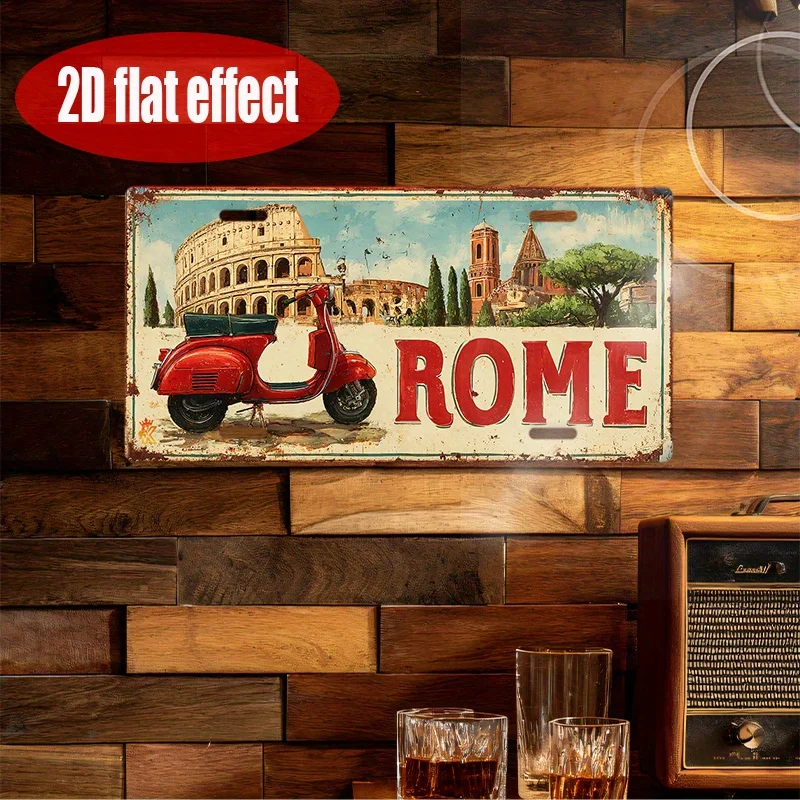 [], 2D Flat Printing, 1pc, Vintage Metal License Plate, Car License Plate Cover, only for decoration, (29.97cm * 14.99cm), Re
