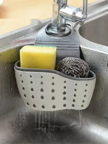 Bolsa colgante para fregadero de doble capa, estante de cocina, soporte para esponja, cesta colgante de almacenamiento, estante de almacenamiento de cocina, accesorios para fregadero
