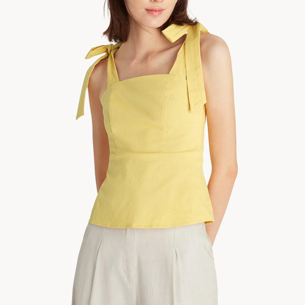 

2025 Summer Women's Fashion Knot Shoulder Strap Top Slimming Bareback Strap Vest