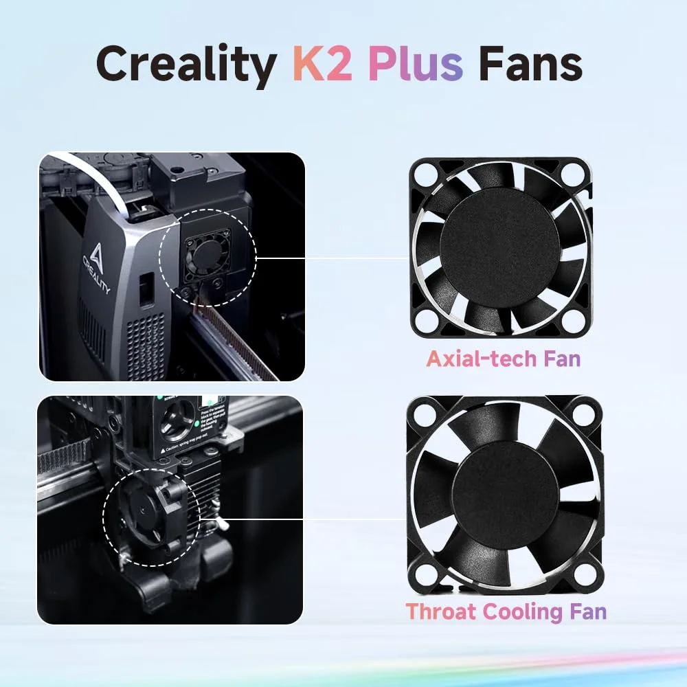 For Creality K2 Plus Combo Cooling Fan Original Axial Cooling Fan Throat Cooling Fan with 2 Pin Terminal K2 Plus 3D Printer Part
