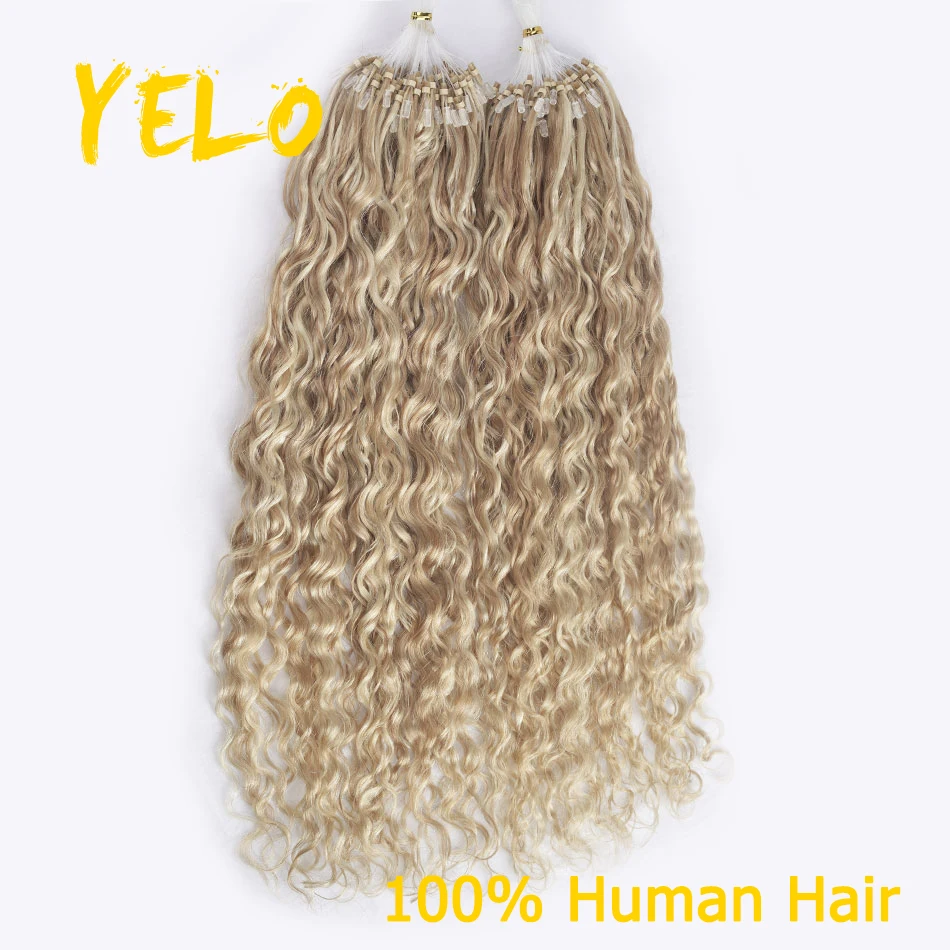 Yelo 1.0G/nitka mikro włosy pętelkowe przedłużanie włosów ludzkich Balayage Balayage naturalny kolor falowy włosy hurtowo 7 odcieni 12-26 Cal