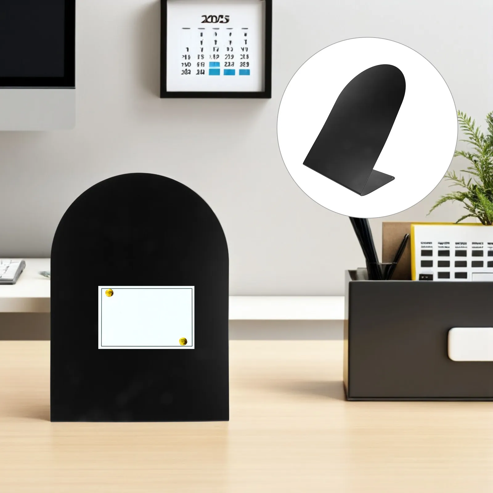 Magnetic Memo Board Desktop Black Small Standing Memo Message Organizer Office Home Stylish Magnetic Office Bulletin Board