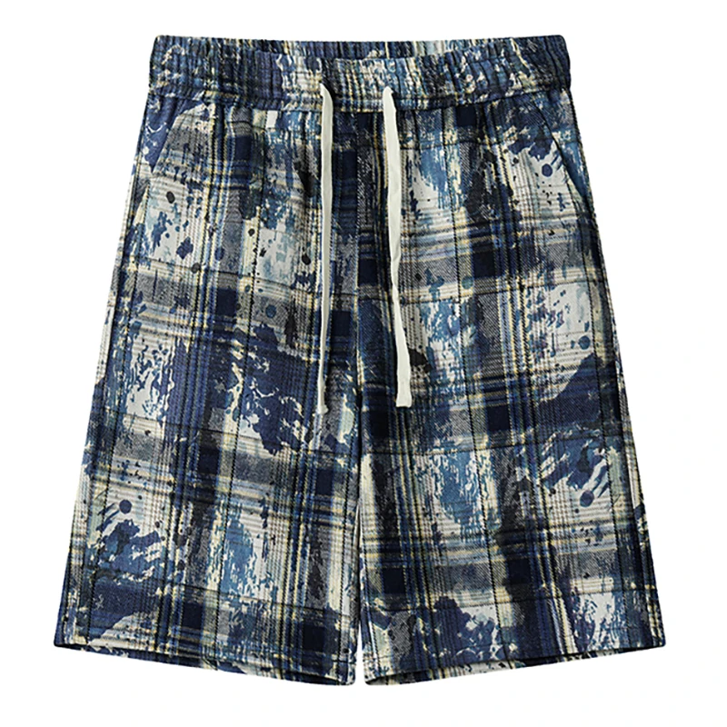 

Мужские модные повседневные шорты большого размера в клетку с градиентом и эластичной резинкой на талии подходят для путешествий и повседневной носки!