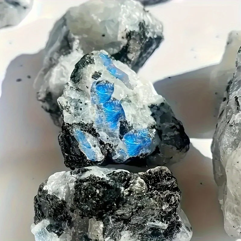 حجر القمر البوهيمي الخام - قزحي الألوان الطبيعي، مثالي لديكور المنزل للعلاج العطري وهدايا اليوغا والمجموعات المعدنية. حجر كريستال #3