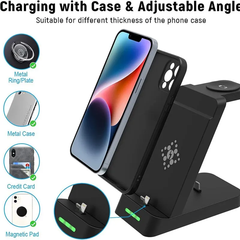 3 in 1 kabelloser Ladest änder für iPhone 14 13 12 11 x Samsung S22 S21 Schnell ladestation Dock für Galaxy/Apple Watch Airpods