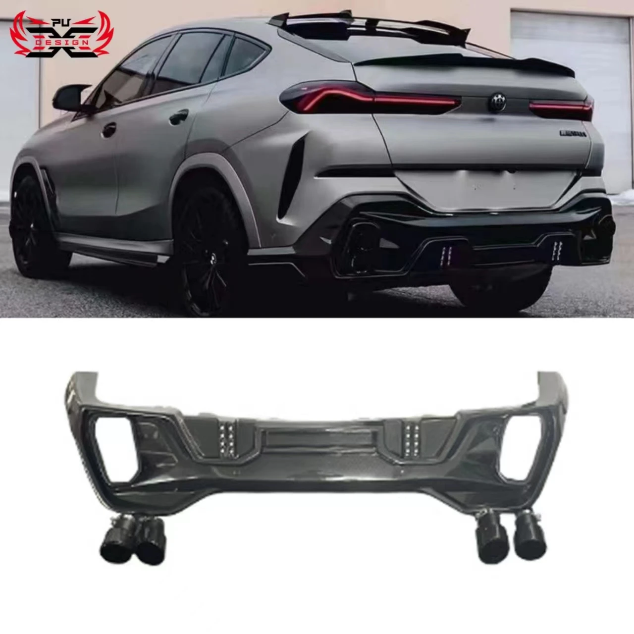 

For BMW X6 G06 LD Style Rear Diffuser Rear Bumper Carbon Fiber Car Body Kit