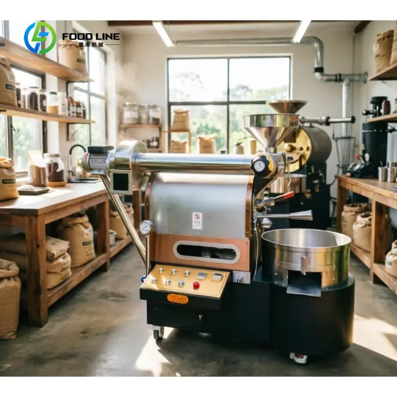 Customized Commercial Electric Coffee Roaster Built-In Destoner 6-12kg Capacity Dual Fuel Digital Control Food Grade Stainless