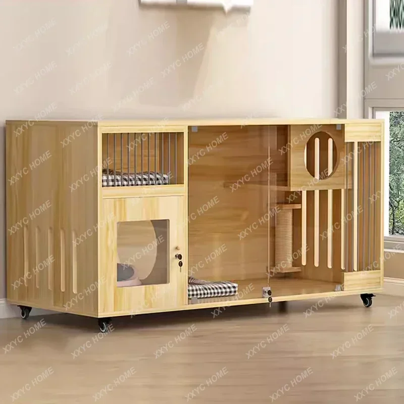 Nest Cat Villa Semi-Enclosed Single Layer Cage Oversized Indoor Cat Home Solid Wood Cat Cabinet