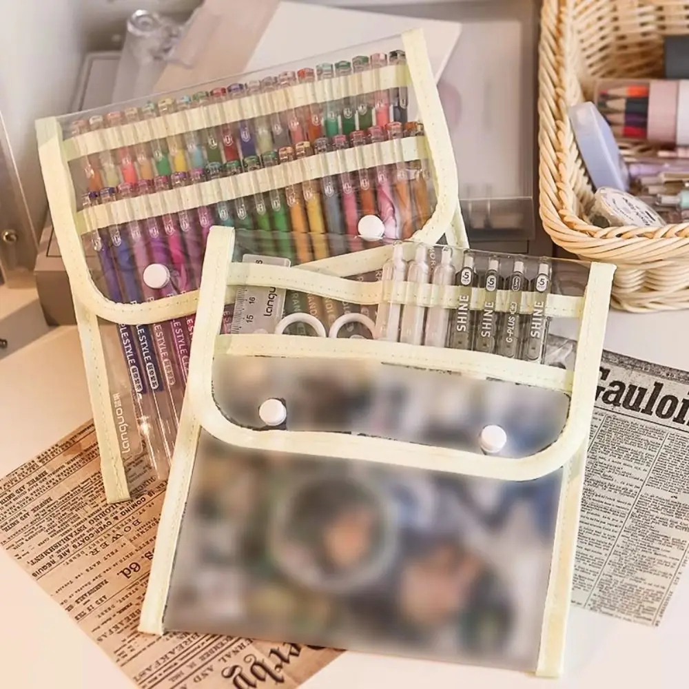 

Large Capacity Gel Pen Storage Bag for 36/108Pcs Gel Pens Transparent Color Pen Pouch Waterproof Buckle/Zipper