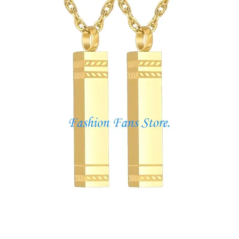  2 Pack Stainless Steel Cremation Jewelry Square Ashes Holder Pendant Necklace