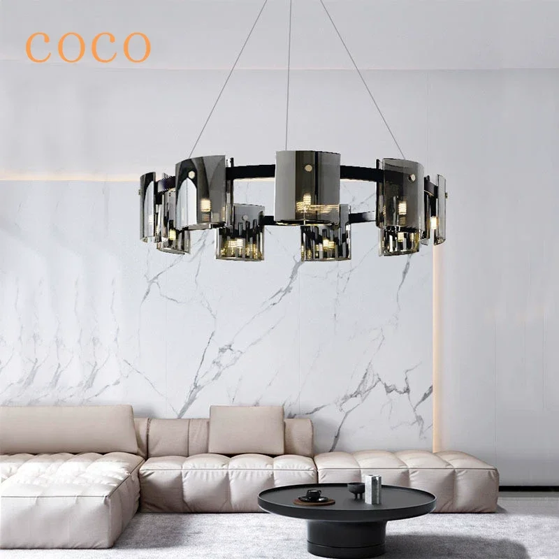 

Modern light luxury long glass pendant light LED Nordic minimalist kitchen restaurant coffee shop bar decoration lighting