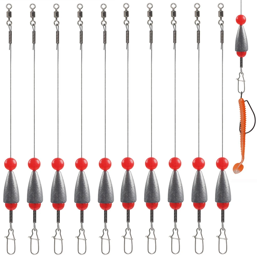 

10 шт., предварительно привязанные рыболовные грузики для техасской рыбалки, стальной провод для ловли окуня, форели, Троллинговые рыболовные снасти, 10 г, 14 г, 20 г