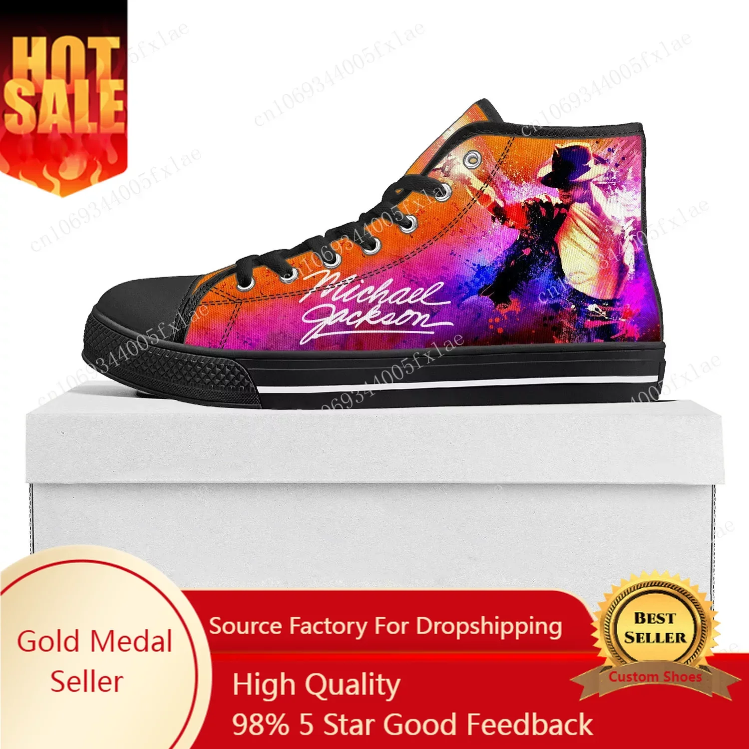 

Michael Jackson Pop Singer Dancer High Top High Quality Sneakers Mens Womens Teenager Canvas Sneaker Couple Shoe Custom Shoe