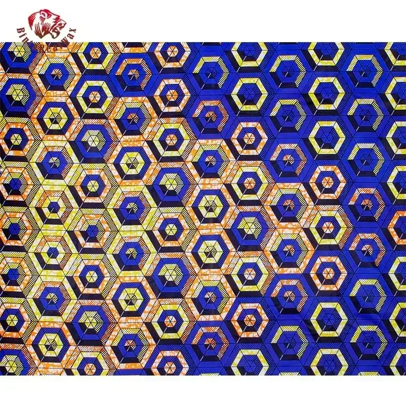 BintaRealWax  African Fabric Geometric Pattern Ankara Polyester Material For Sewing Cloth by the Yard Designer FP6258